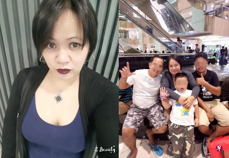 （左图）死者琳恩。（右图）死者的丈夫及两个儿子去年来新探望时，一家人开心合影。（取自面簿）