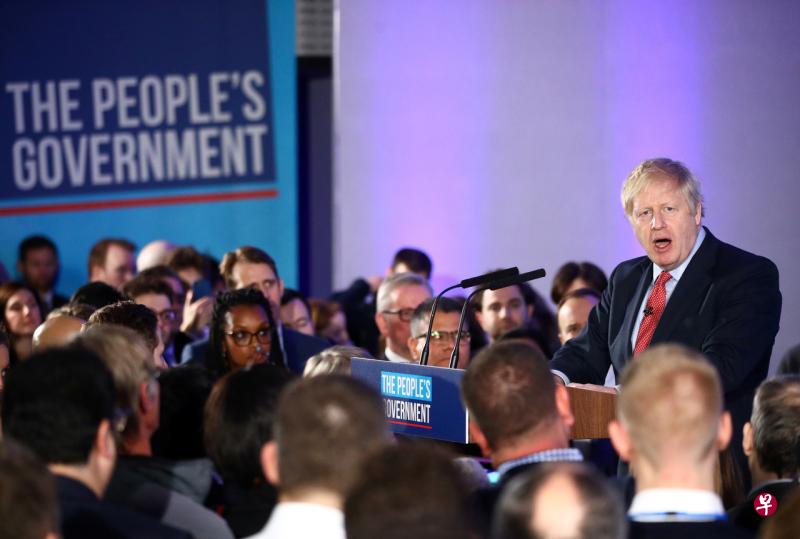 英国首相约翰逊说，英国人民给予保守党“强有力的新委托”。（路透社） 