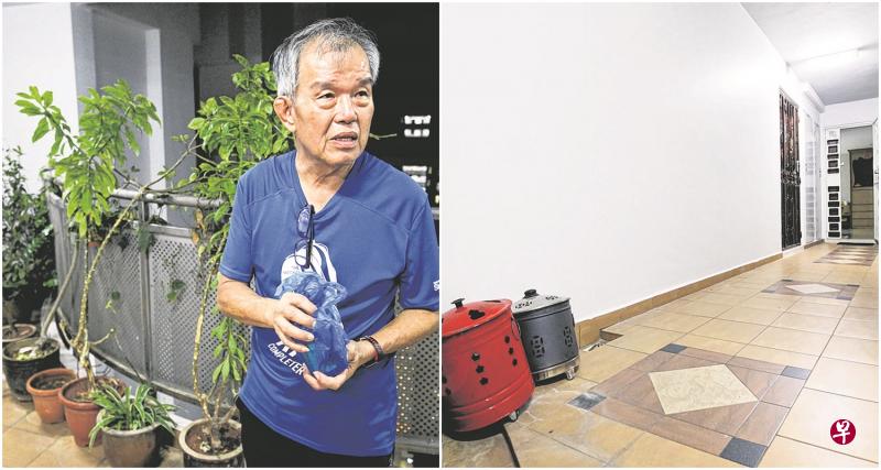 左图:郭方远说,过去一年与邻居的纠纷让他筋疲力尽,也感到非常压力。右图:郭方远的冥纸焚烧炉原本摆放在走廊一角,但邻居坚持走廊上不可摆放任何物品。(林泽锐摄) 左图:郭方远说,过去一年与邻居的纠纷让他筋疲力尽,也感到非常压力。右图:郭方远的冥纸焚烧炉原本摆放在走廊一角,但邻居坚持走廊上不可摆放任何物品。(林泽锐摄)