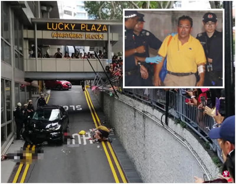 私召车撞落离路面三米的停车场车道,撞飞六名女佣,两人伤重不治,另四人受伤;64岁司机被捕(小图)。(互联网、陈斌勤摄) 私召车撞落离路面三米的停车场车道,撞飞六名女佣,两人伤重不治,另四人受伤;64岁司机被捕(小图)。(互联网、陈斌勤摄)