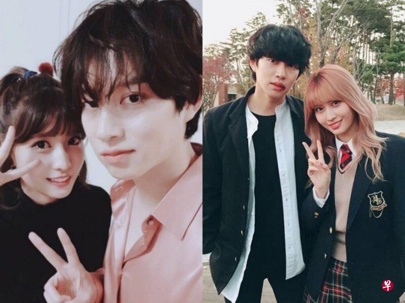 SJ金希澈(左图右)认爱Twice的Momo。Momo曾在他的新歌出演MV女主角(右图)。(互联网) SJ金希澈(左图右)认爱Twice的Momo。Momo曾在他的新歌出演MV女主角(右图)。(互联网)