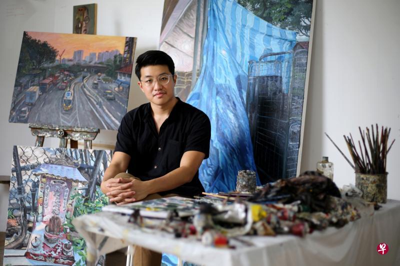 杨子扬去年与友人合租麦波申一带某工业大厦的画室,全职作画。(龙国雄摄) 杨子扬去年与友人合租麦波申一带某工业大厦的画室,全职作画。(龙国雄摄)