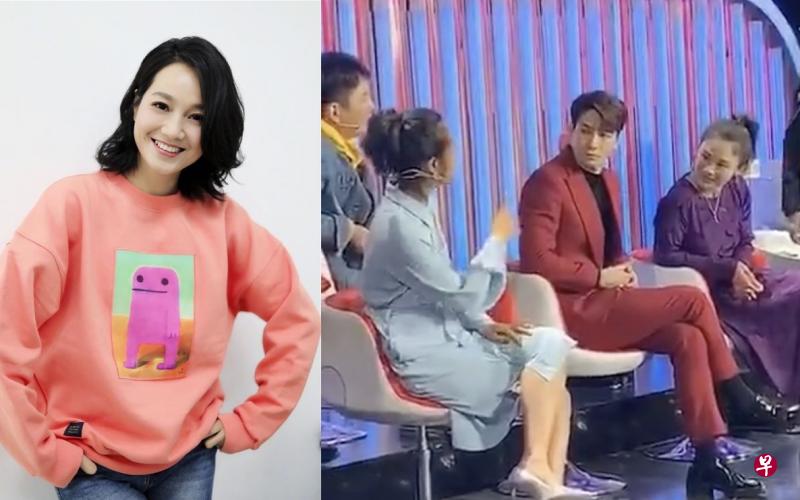 朱丹主持《直通春晚》数次叫错来宾马思纯名字(右图右一)。(微博图) 朱丹主持《直通春晚》数次叫错来宾马思纯名字(右图右一)。(微博图)