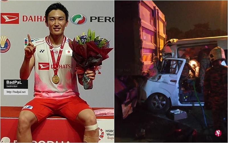 左:刚在马国大师羽球赛男单决赛称王的世界一哥桃田贤斗(中国报) 右:桃田搭乘的货卡撞上罗里,司机当场死亡。(星洲日报) 左:刚在马国大师羽球赛男单决赛称王的世界一哥桃田贤斗(中国报) 右:桃田搭乘的货卡撞上罗里,司机当场死亡。(星洲日报)