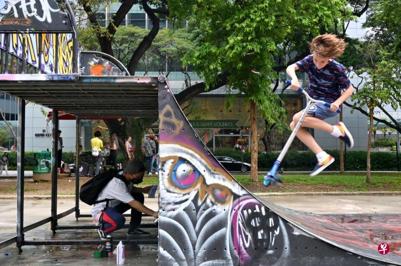 Z50能捕捉滑板者的瞬间动作。(谢智扬摄) Z50能捕捉滑板者的瞬间动作。(谢智扬摄)