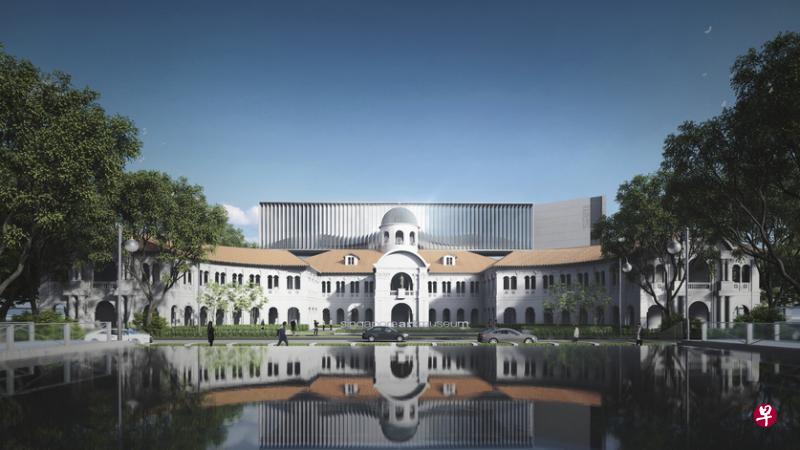 新加坡美术馆新建筑设计构思图,包括前圣约瑟书院外貌及新增建的空中展厅,以及展出艺术品的绿色走道。 新加坡美术馆新建筑设计构思图,包括前圣约瑟书院外貌及新增建的空中展厅,以及展出艺术品的绿色走道。