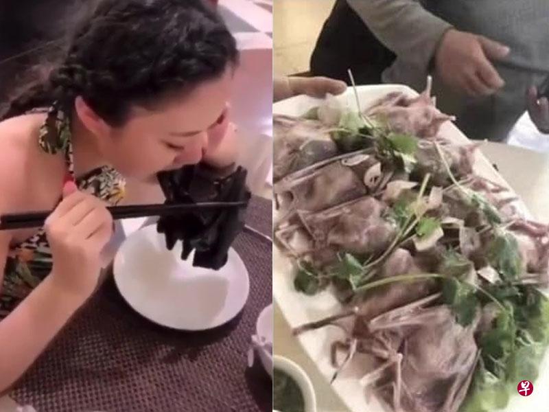 武汉蝙蝠刺身、蝙蝠汤等照片近日在中国网络出现。（互联网）