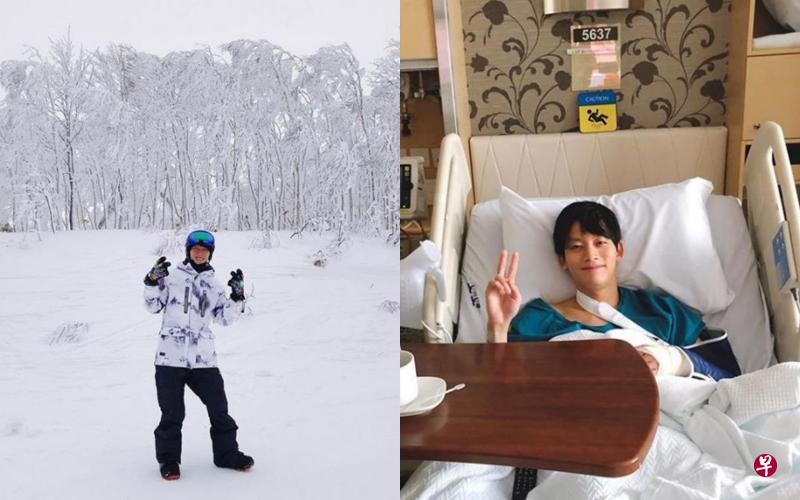 叶荣耀日本滑雪度假乐极生悲,前天在本地医院动手术(右图)。(叶荣耀IG) 叶荣耀日本滑雪度假乐极生悲,前天在本地医院动手术(右图)。(叶荣耀IG)