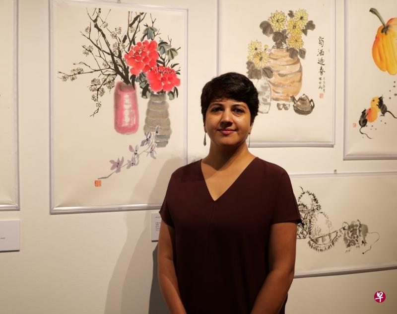 为了学以致用,曼珠参加南艺今年举办的水墨画比赛。(南洋艺术学院提供) 为了学以致用,曼珠参加南艺今年举办的水墨画比赛。(南洋艺术学院提供)