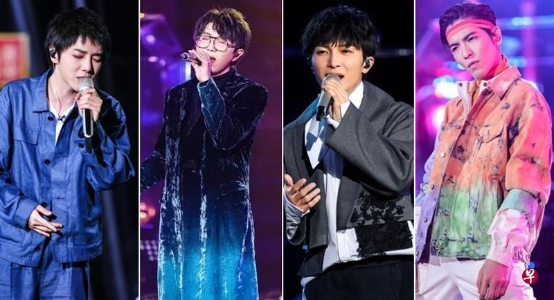 华晨宇(左起)、毛不易、周深与萧敬腾。(互联网) 华晨宇(左起)、毛不易、周深与萧敬腾。(互联网)