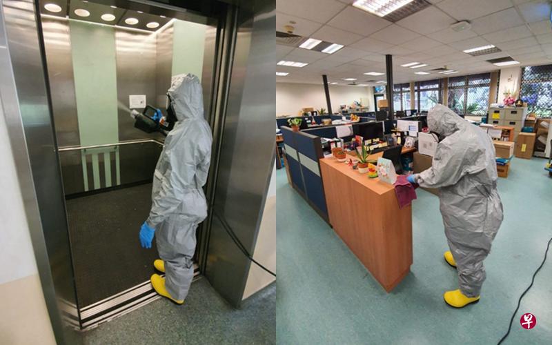 国大已展开消毒工作,彻底清理该名教授到过的场所,包括办公室、电梯和走廊手把等人流量较高的地方。(新加坡国立大学提供) 国大已展开消毒工作,彻底清理该名教授到过的场所,包括办公室、电梯和走廊手把等人流量较高的地方。(新加坡国立大学提供)