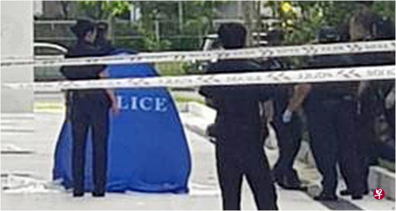 警方到场后,在男童坠楼处附近拉起封锁线展开调查。(Stomp) 警方到场后,在男童坠楼处附近拉起封锁线展开调查。(Stomp)