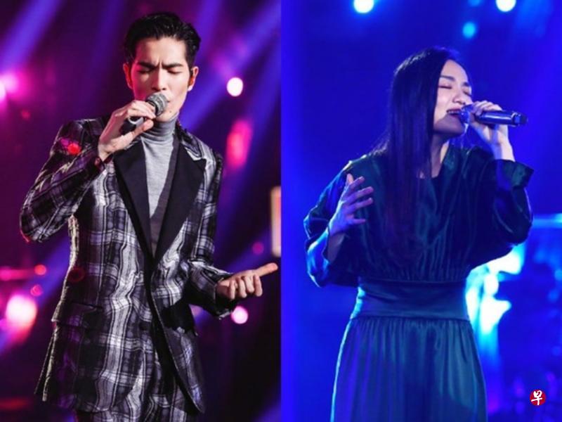 萧敬腾(左)和徐佳莹在台北的舞台录影。(互联网) 萧敬腾(左)和徐佳莹在台北的舞台录影。(互联网)