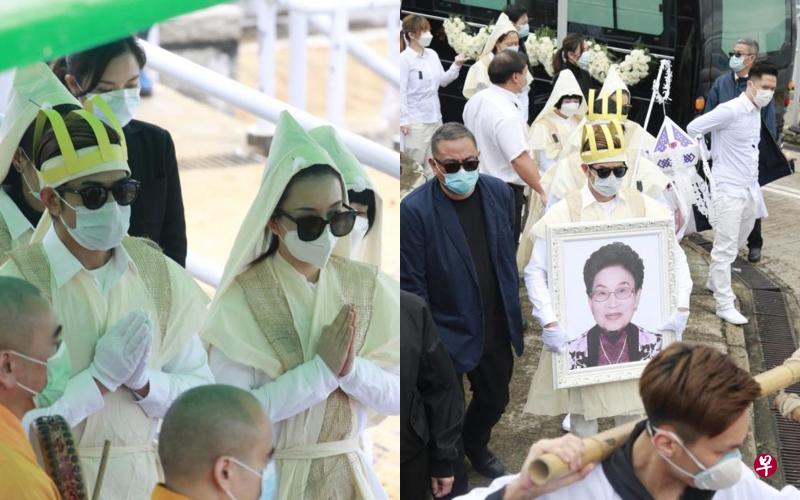 郭富城手捧母亲照片,与太太方媛送亡母最后一程(左图)。(互联网) 郭富城手捧母亲照片,与太太方媛送亡母最后一程(左图)。(互联网)