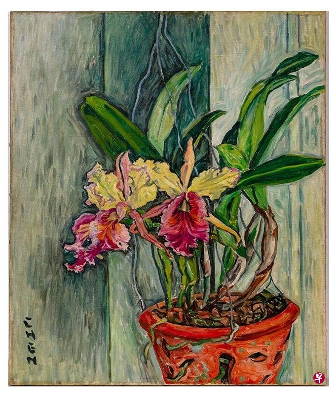 张荔英胡姬花油画。(主办方提供) 张荔英胡姬花油画。(主办方提供)