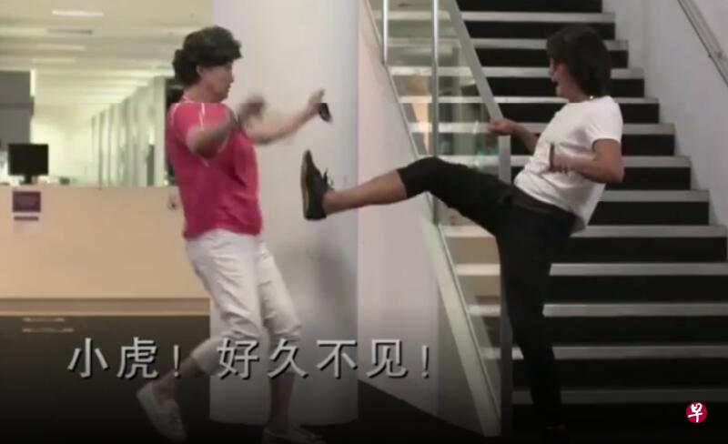 陈汉玮与洪慧芳拍短片呼吁公众保持安全距离。(网络) 陈汉玮与洪慧芳拍短片呼吁公众保持安全距离。(网络)