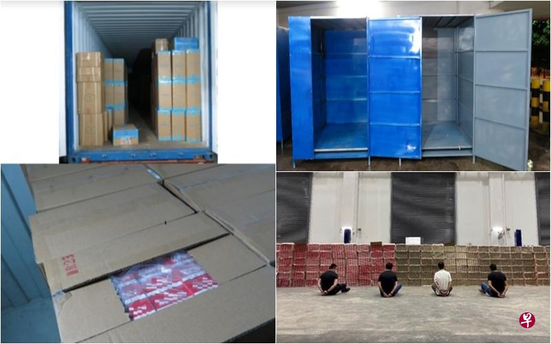关税局破获今年最大起的漏税香烟走私案,起获超过1万7000箱漏税香烟,并逮捕四名男子。(新加坡关税局提供) 关税局破获今年最大起的漏税香烟走私案,起获超过1万7000箱漏税香烟,并逮捕四名男子。(新加坡关税局提供)