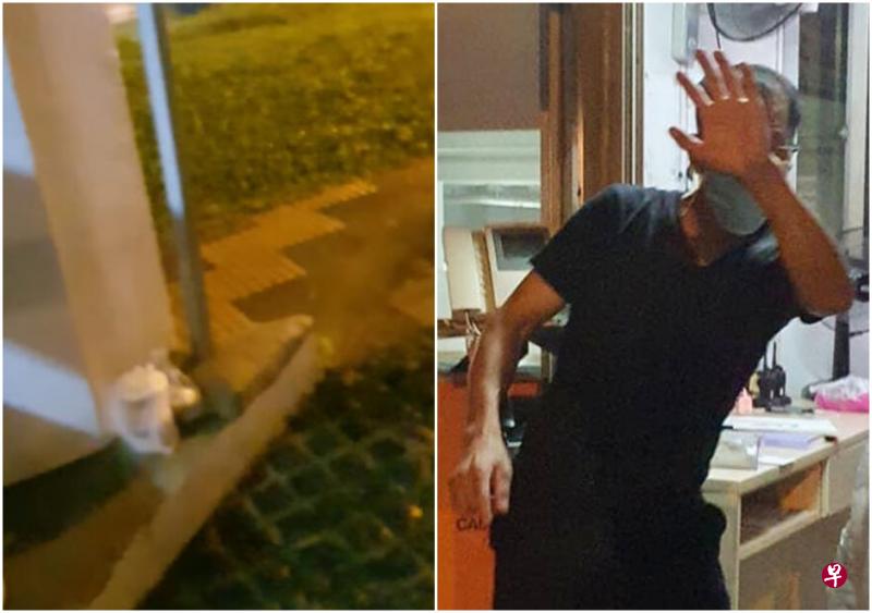 男保安被指不让何小姐将甜品放在保安亭旁的桌上。(受访者提供) 男保安被指不让何小姐将甜品放在保安亭旁的桌上。(受访者提供)