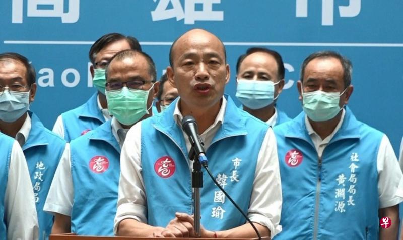 韩国瑜昨晚发表讲话，感谢2018年89万名投票给他的市民。（自由时报）