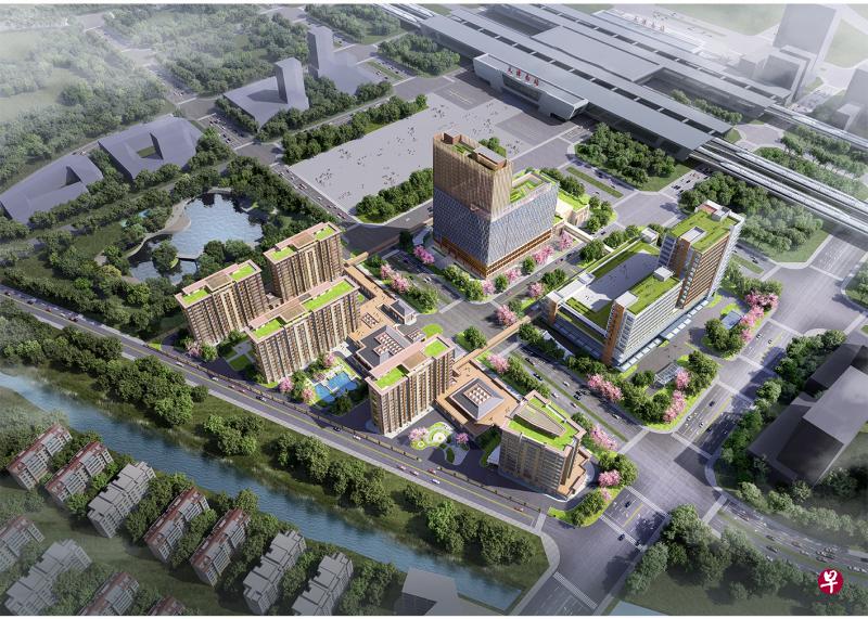 鹏瑞利置地在中国四个城市的高铁站旁都设有医疗保健和商业设施综合项目,图为毗邻高铁天津南站的鹏瑞利国际健康商旅城。(构想图由鹏瑞利提供) 鹏瑞利置地在中国四个城市的高铁站旁都设有医疗保健和商业设施综合项目,图为毗邻高铁天津南站的鹏瑞利国际健康商旅城。(构想图由鹏瑞利提供)