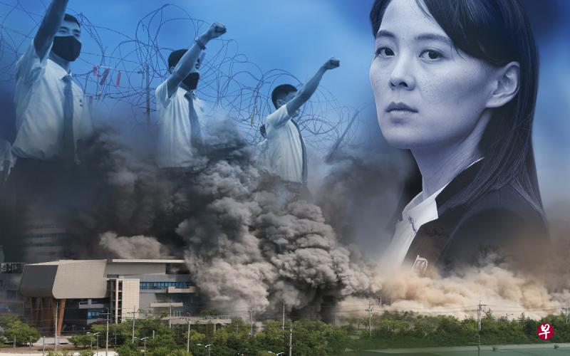 朝韩联络办公室大楼16日被炸毁。 朝韩联络办公室大楼16日被炸毁。