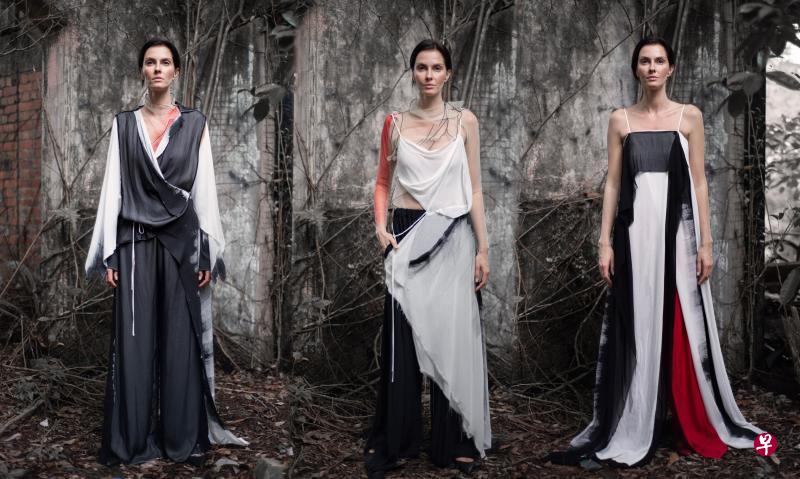 MAX.TAN设计师陈书林概念性毕业作品,以画家林子平的“糊涂字”为灵感,融合多元文化特色。(受访者提供) MAX.TAN设计师陈书林概念性毕业作品,以画家林子平的“糊涂字”为灵感,融合多元文化特色。(受访者提供)