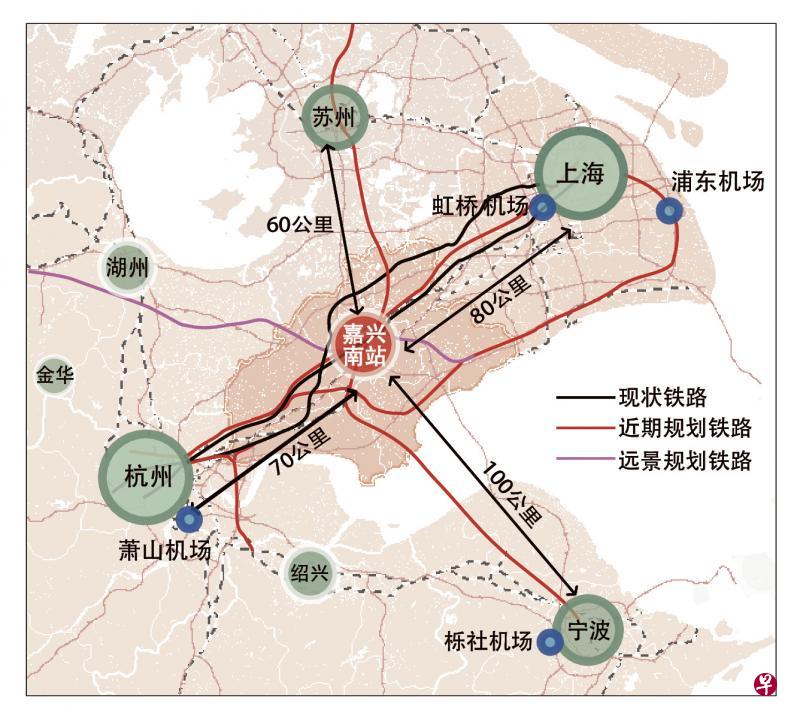 浙江嘉兴高铁新城区位图。(嘉兴高铁新城提供) 浙江嘉兴高铁新城区位图。(嘉兴高铁新城提供)