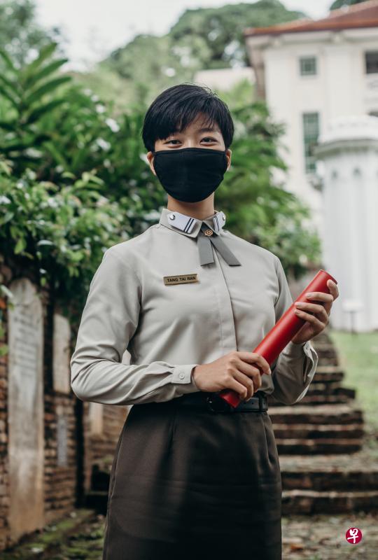 唐泰然在高中出席了一场有关全面防卫的座谈会后便决定加入武装部队。(国防部提供) 唐泰然在高中出席了一场有关全面防卫的座谈会后便决定加入武装部队。(国防部提供)