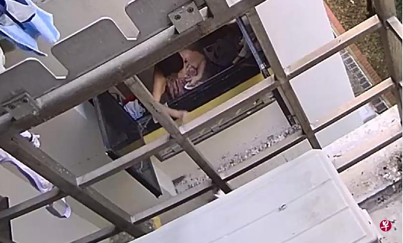 阿嫂在窗口拿面包碎喂鸟。(受访者提供) 阿嫂在窗口拿面包碎喂鸟。(受访者提供)