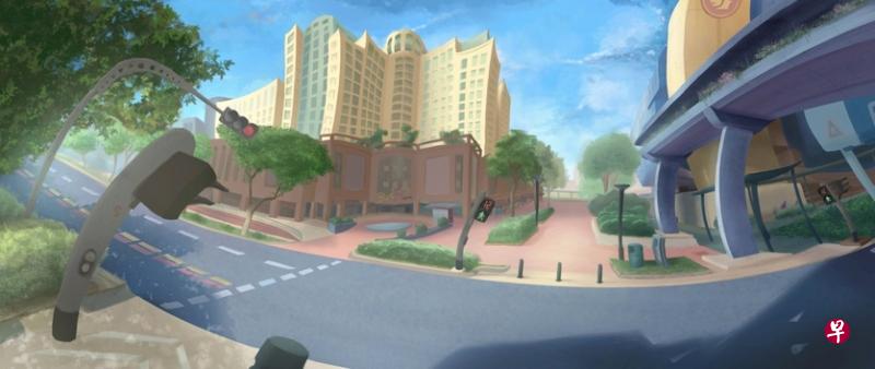 拉萨尔讲师洪清盛动漫《交通灯》描绘病毒阻断措施期间,空无一人的城市街道。(主办方提供) 拉萨尔讲师洪清盛动漫《交通灯》描绘病毒阻断措施期间,空无一人的城市街道。(主办方提供)