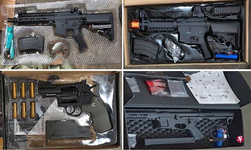 当局起获四把仿真枪及配件。(取自移民与关卡局面簿) 当局起获四把仿真枪及配件。(取自移民与关卡局面簿)