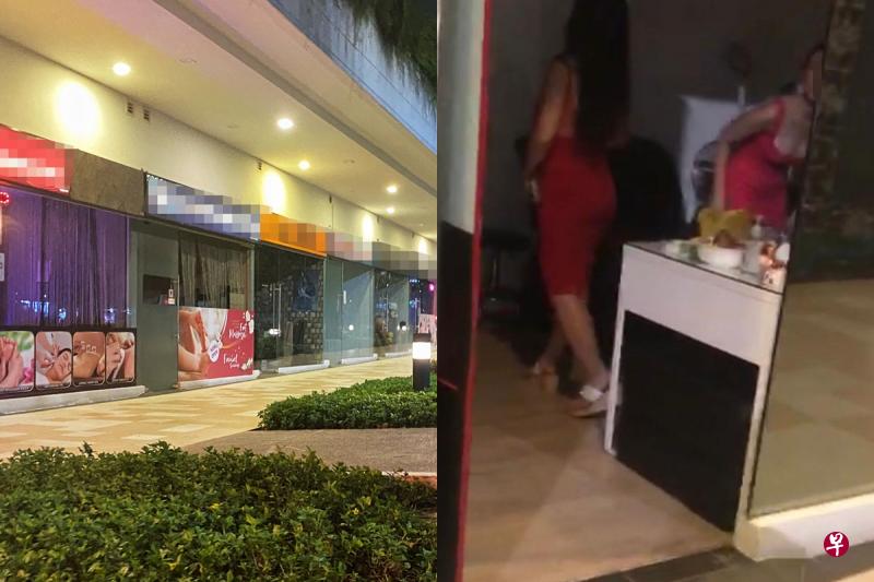 高文一带的综合项目公寓楼下有数家非法按摩院,被指成了红灯区;那里有不少艳女,个个衣着性感暴露。(读者提供) 高文一带的综合项目公寓楼下有数家非法按摩院,被指成了红灯区;那里有不少艳女,个个衣着性感暴露。(读者提供)