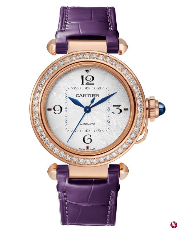 Cartier Pasha de Cartier搭载自动上链机械机芯,41mm 18K金表壳,鳄鱼皮表带(配备QuickSwitch表带替换系统)。(品牌提供) Cartier Pasha de Cartier搭载自动上链机械机芯,41mm 18K金表壳,鳄鱼皮表带(配备QuickSwitch表带替换系统)。(品牌提供)