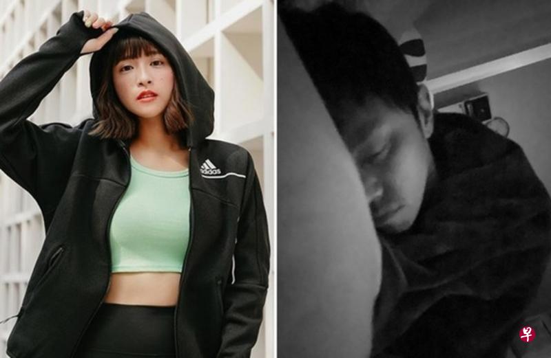 吴函峮(左)在IG贴出黄鸿升的黑白睡脸照悼念。(IG图) 吴函峮(左)在IG贴出黄鸿升的黑白睡脸照悼念。(IG图)