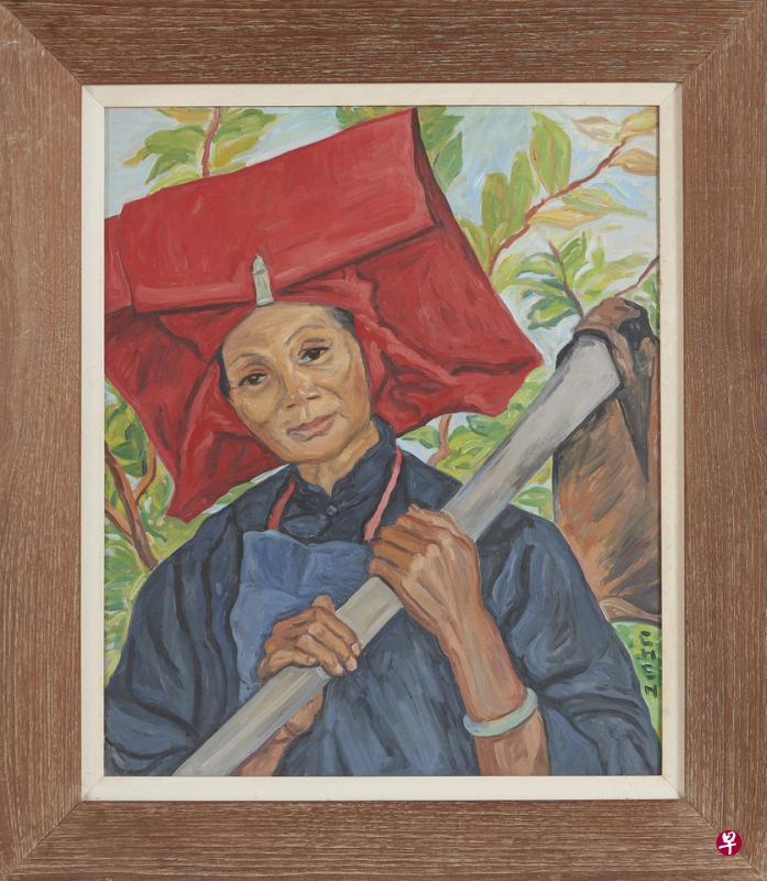 画家张荔英罕见的人像油画《红头巾》10月在香港邦瀚斯拍卖。(拍卖行提供) 画家张荔英罕见的人像油画《红头巾》10月在香港邦瀚斯拍卖。(拍卖行提供)
