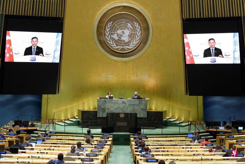 各国领袖今年无法聚首纽约出席联合国大会,改以预录视像讲话。我国外交部长维文医生发表国家声明时,强调维持开放多边贸易体制的重要。(法新社) 各国领袖今年无法聚首纽约出席联合国大会,改以预录视像讲话。我国外交部长维文医生发表国家声明时,强调维持开放多边贸易体制的重要。(法新社)