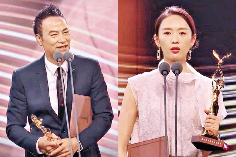 任达华(左)是第一位夺得金鹰奖最佳男演员殊荣的香港演员;相貌酷似章子怡的童瑶(右)夺得最佳女演员。(互联网) 任达华(左)是第一位夺得金鹰奖最佳男演员殊荣的香港演员;相貌酷似章子怡的童瑶(右)夺得最佳女演员。(互联网)