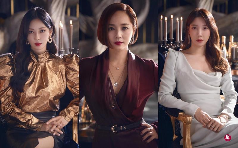金素妍(左图起)、柳真和李智雅在“Penthouse”飙演技,让人看得过瘾。(One频道提供) 金素妍(左图起)、柳真和李智雅在“Penthouse”飙演技,让人看得过瘾。(One频道提供)