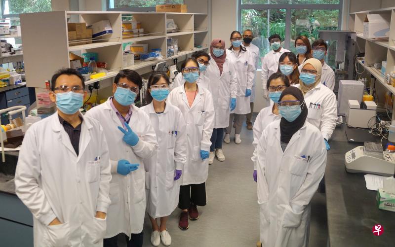 新加坡生物科技公司Tychan所研发的治疗冠病的单克隆抗体药，已获准进行临床试验。公司将对1305名冠病病患进行研究，查看药物是否能减缓病情恶化以及加速康复。图为参与研发的Tychan团队。（Tychan公司提供）
