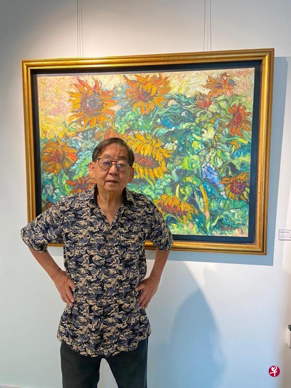第二代画家许锡勇的“花之圆舞”油画展,展出20几幅作品,以向日葵为主。(主办方提供) 第二代画家许锡勇的“花之圆舞”油画展,展出20几幅作品,以向日葵为主。(主办方提供)