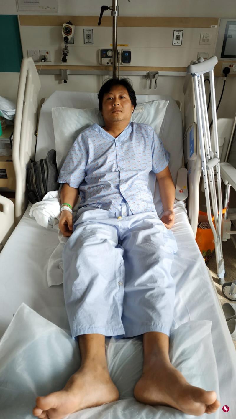 缅甸男子“伦”说,他失去工作能力未来不知何去何从。(情义之家提供) 缅甸男子“伦”说,他失去工作能力未来不知何去何从。(情义之家提供)