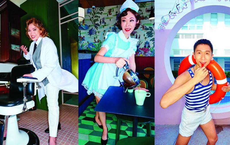 台长洪菁云说若自己是发型师,希望为潘越云设计不同的发型;;丽仪非常满意这个侍应生的造型; 德明原来是名合格的救生员。 (图片:《优1周》) 台长洪菁云说若自己是发型师,希望为潘越云设计不同的发型;;丽仪非常满意这个侍应生的造型; 德明原来是名合格的救生员。 (图片:《优1周》)