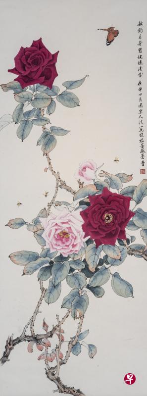 许梦丰的蔷薇工笔画。 许梦丰的蔷薇工笔画。