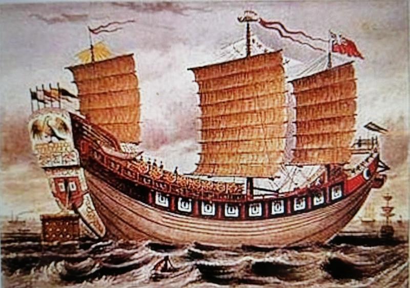 西洋画家笔下明末清初曾击败荷兰战船称雄海上的郑氏武装商船。 西洋画家笔下明末清初曾击败荷兰战船称雄海上的郑氏武装商船。