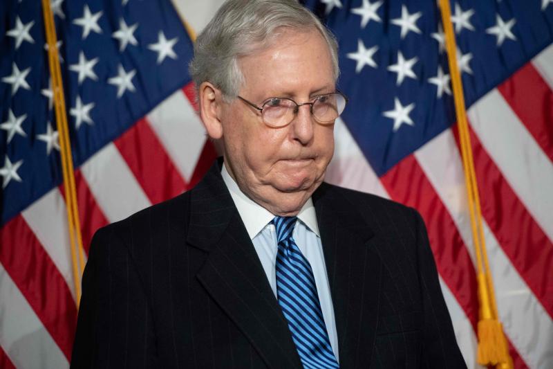美国参议院共和党领袖麦康奈尔说,攻击国会大厦的暴民被谎言欺骗,在特朗普和其他有影响力人士的煽动下犯下了暴行。(法新社) 美国参议院共和党领袖麦康奈尔说,攻击国会大厦的暴民被谎言欺骗,在特朗普和其他有影响力人士的煽动下犯下了暴行。(法新社)