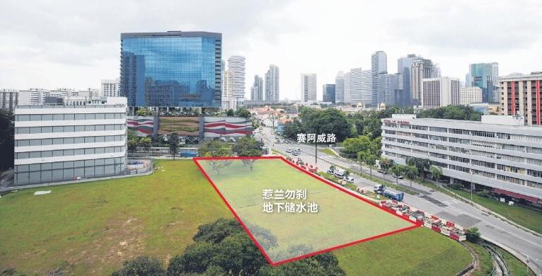 预计2025年竣工的惹兰勿刹地下储水池可暂时储存多余的雨水,避免梧槽水道泛滥成灾,雨后可从储水池抽出水,再引回梧槽水道。(谢智扬摄/早报制图) 预计2025年竣工的惹兰勿刹地下储水池可暂时储存多余的雨水,避免梧槽水道泛滥成灾,雨后可从储水池抽出水,再引回梧槽水道。(谢智扬摄/早报制图)