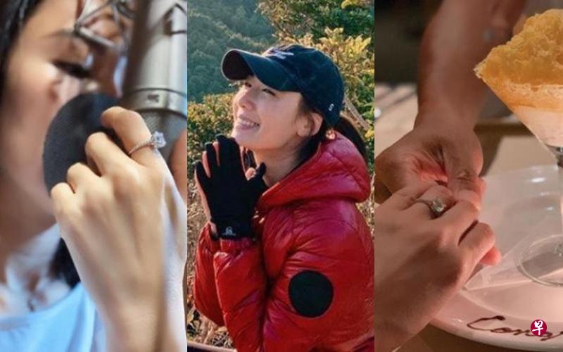李施嬅在社交网亮出钻戒并宣布婚讯。(互联网) 李施嬅在社交网亮出钻戒并宣布婚讯。(互联网)