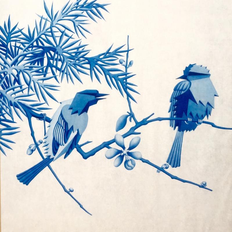 宋陵花鸟画《临摹13号》(2017)一反传统,显得异化。 宋陵花鸟画《临摹13号》(2017)一反传统,显得异化。