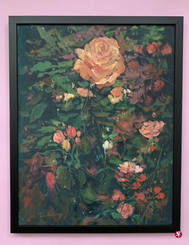 刘海宏画在纸上的油画《玫瑰I》(1992)。 刘海宏画在纸上的油画《玫瑰I》(1992)。