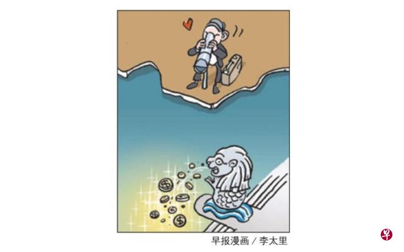 新加坡股市今年来表现亮眼,也有更多海外投资者前来寻找机会,包括来自中国的投资者。(早报漫画/李太里) 新加坡股市今年来表现亮眼,也有更多海外投资者前来寻找机会,包括来自中国的投资者。(早报漫画/李太里)